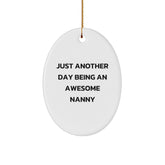 Funny Nanny Gifts from Family for Nanny at Christmas Time - Oval Ornament - Image 1